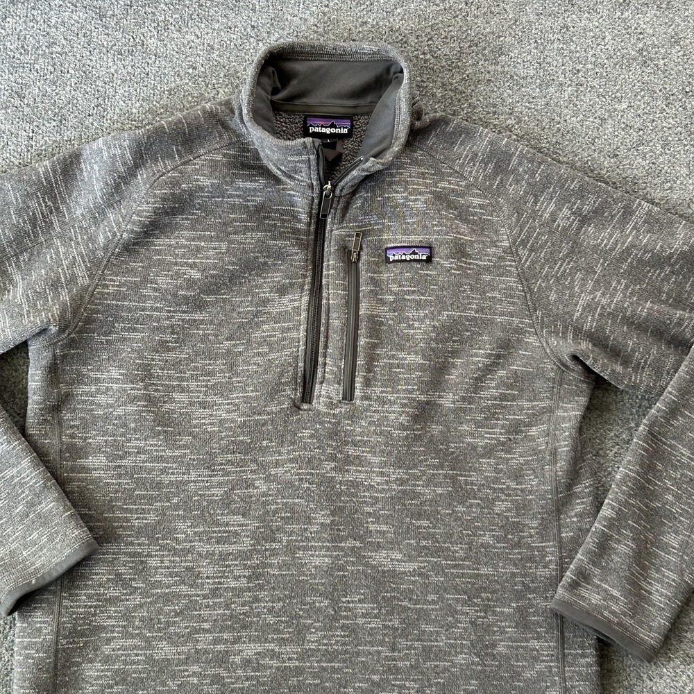 Patagonia Pullover Mens Large Gray Better Sweater 1/4 Zip Fleece Top Hiking